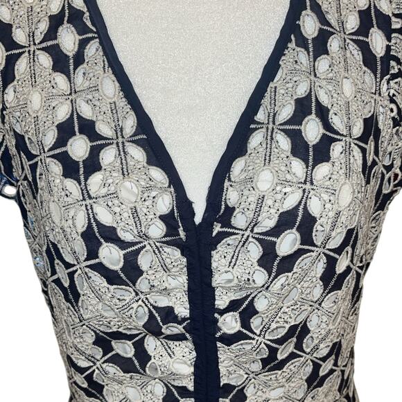 SANDRO Short broderie anglaise dress Navy Women’s - Picture 6 of 14